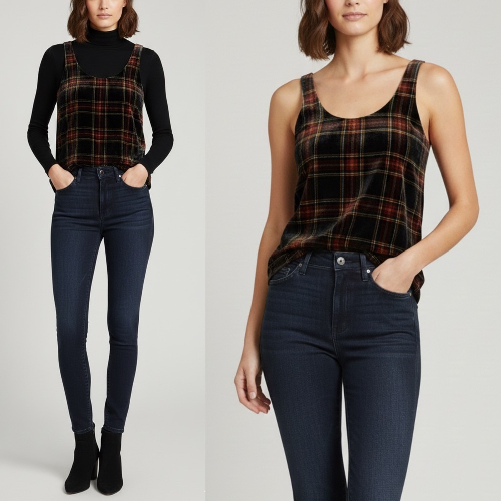 J. Crew Velvet Tank in Stewart Tartan Plaid size 2 NWT